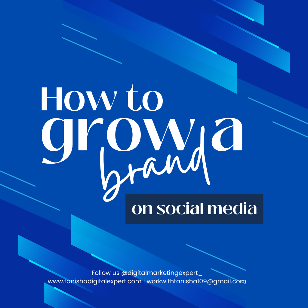 The image depicts a text saying how to grow a brand using social media marketing strategies we provide.